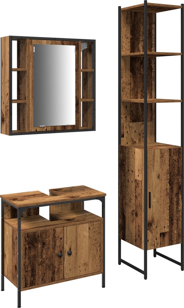 2025 Moderne Badezimmer, Badezimmerwaschbeckenunterschrank mit integriertem Becken aus altem Holz - Badezimmerschränke Hommie76610