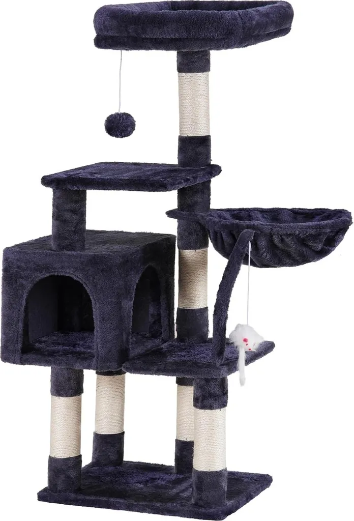 Arbre à chat Gris fumé pour petit espace avec griffoir et zone repos