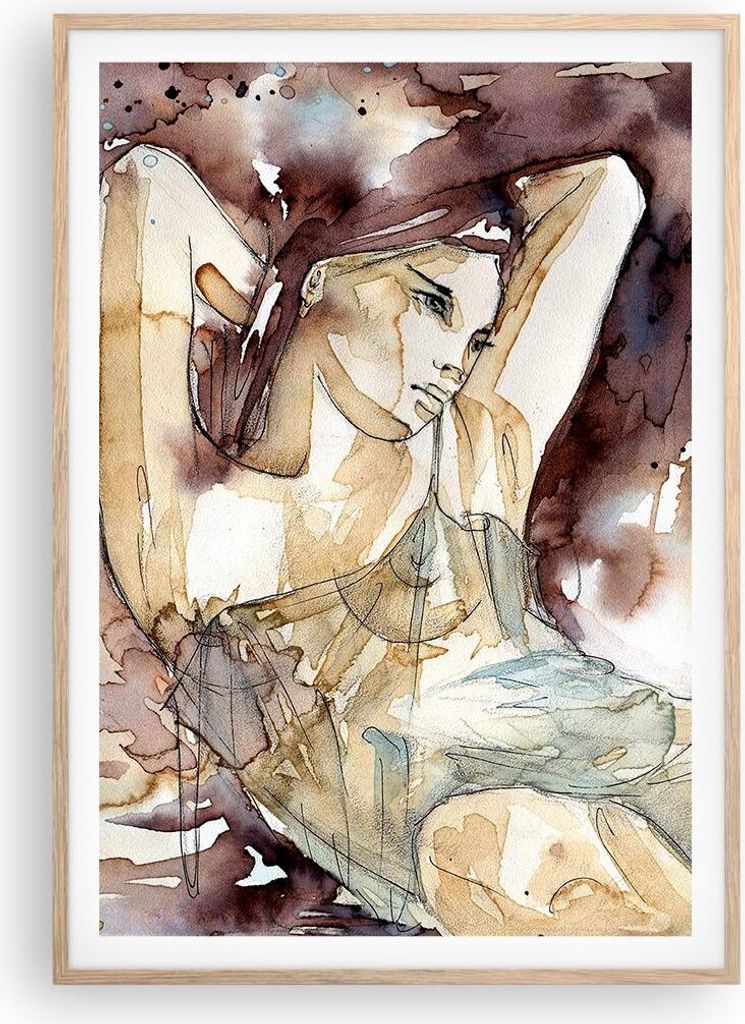 Gerahmtes Poster - Rahmen in heller Eiche - Frau Modell - 70x100 cm - Wand Bild - Wanddeko - Wandbilder - Kunstposter - Wandposter - Bilderrahmen -...