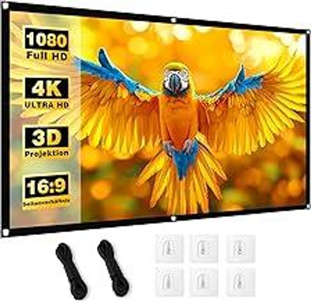 Beamer Leinwand 100 Zoll - 16:9 HD Faltbare Projektionsleinwand, Anti-Falten 4K Projector Screen 221x125 cm, Doppelseitige Projektion Leinwand für...