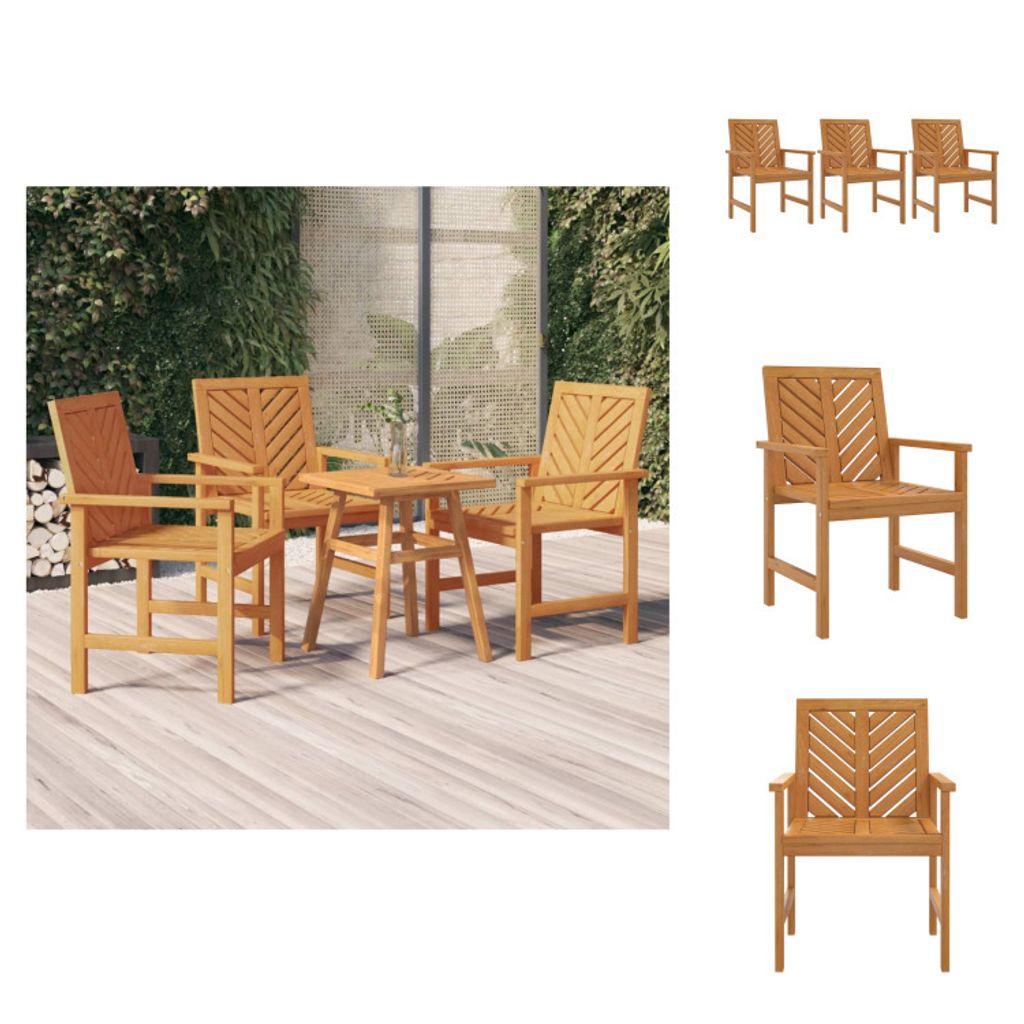 vidaXL Garten-Essstühle 3 Stk. Massivholz Akazie - Gartenstühle
