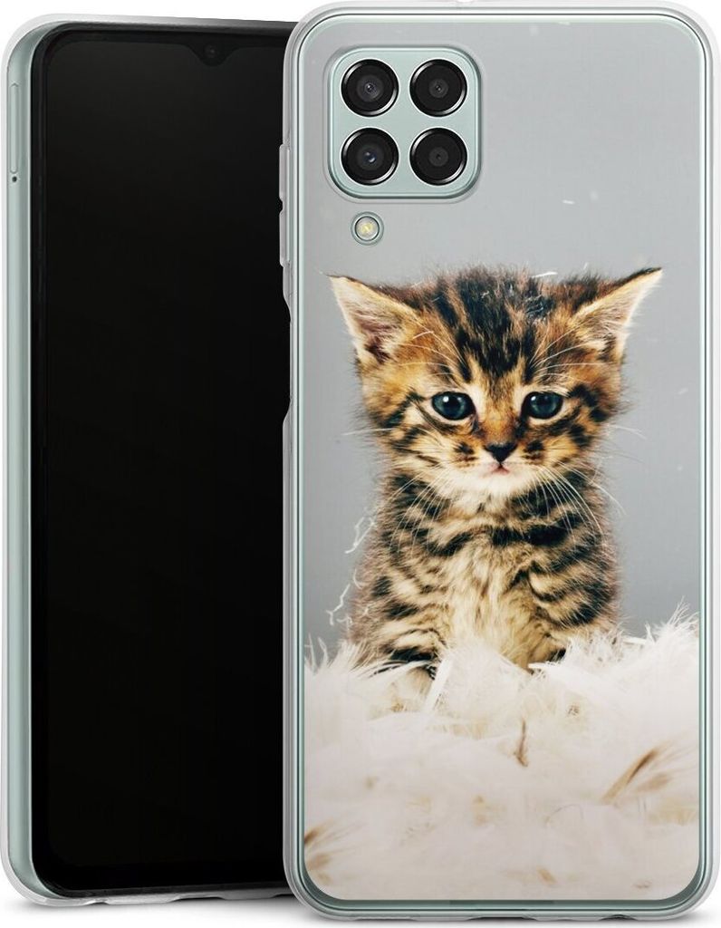 DeinDesign Handyhülle für Samsung Galaxy M33 5G Silikon Hülle Case Smartphone Schutzhülle Feder Haustier Katze