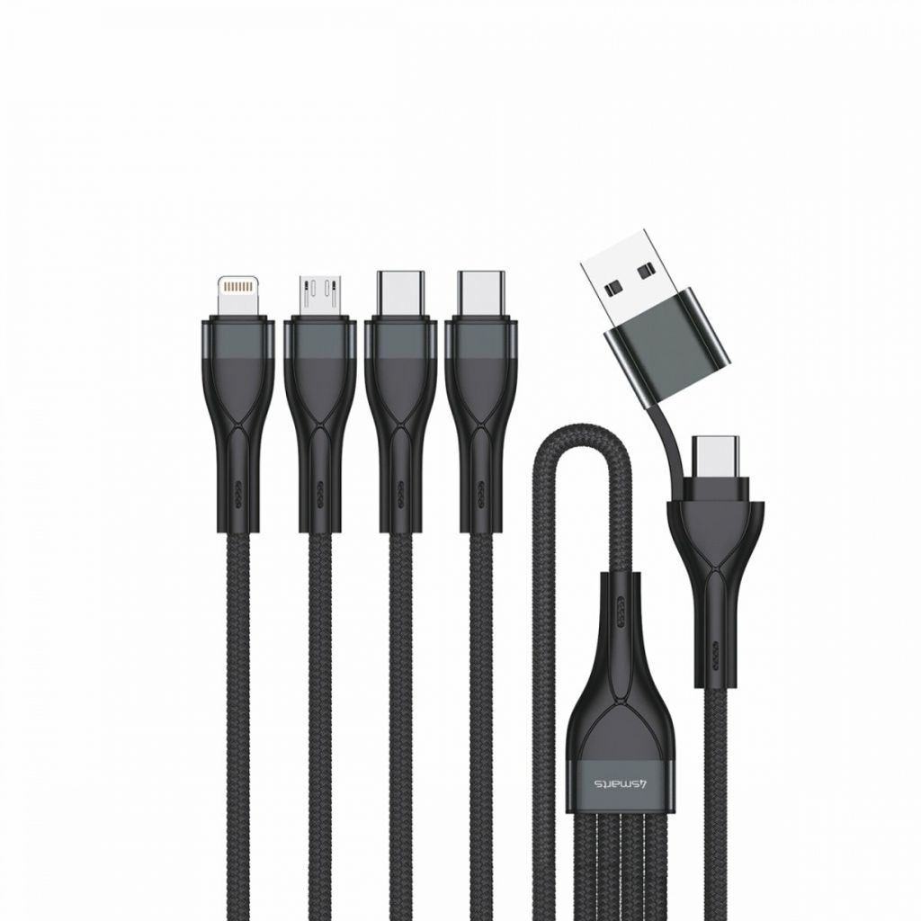 Cavo Usb-C/Usb-A 4Smarts 4W1 1,2M Czarny Immagine del prodotto 