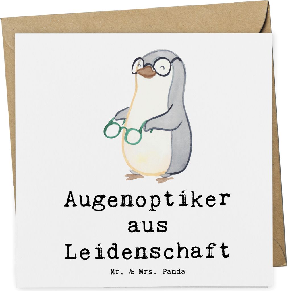 Mr. & Mrs. Panda Grußkarte Augenoptiker Leidenschaft - Weiß - Geschenk, Spruch, Optometrist, Optiker, anlasskarte, Glückwunschkarte, doppelkarte...