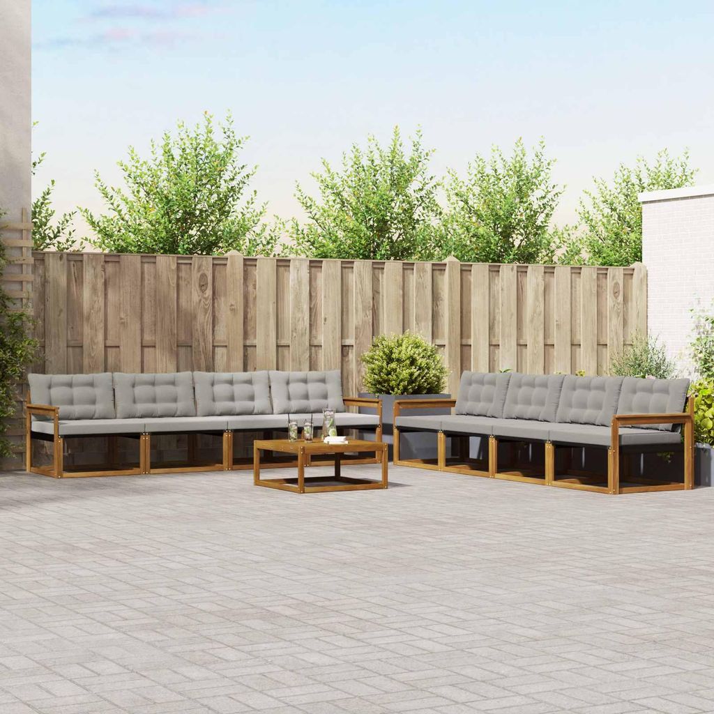 (Robust Möbel)Outdoor-Sofagarnitur - CLORIS - Balkonmöbe/Sitzgruppe - mit Kissen 9 pcs - Moderne Design - Natürlich und Hellgrau - Gartensof...