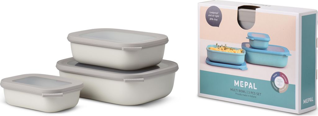 Set Multischüssel Cirqula rechteckig flach 3-teilig (500+1000+2000 ml) - Nordic white