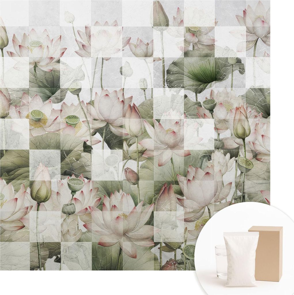 Fototapete - Wandbilder für Wohnzimmer - 250x250 cm - Dekorative Wandfolie - Modernes Design für Wanddekoration - Tapeten für Innenräume - Lotu...