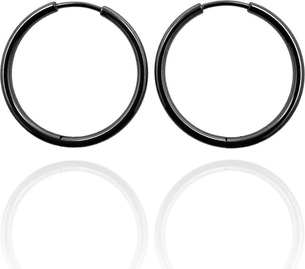 316L Chirurgenstahl Creolen Ohrringe Innendurchmesser 10-18mm in verschiedenen Farben Farbe - Schwarz Innendurchmesser - 12 mm Creolenstärke - 1,6 mm
