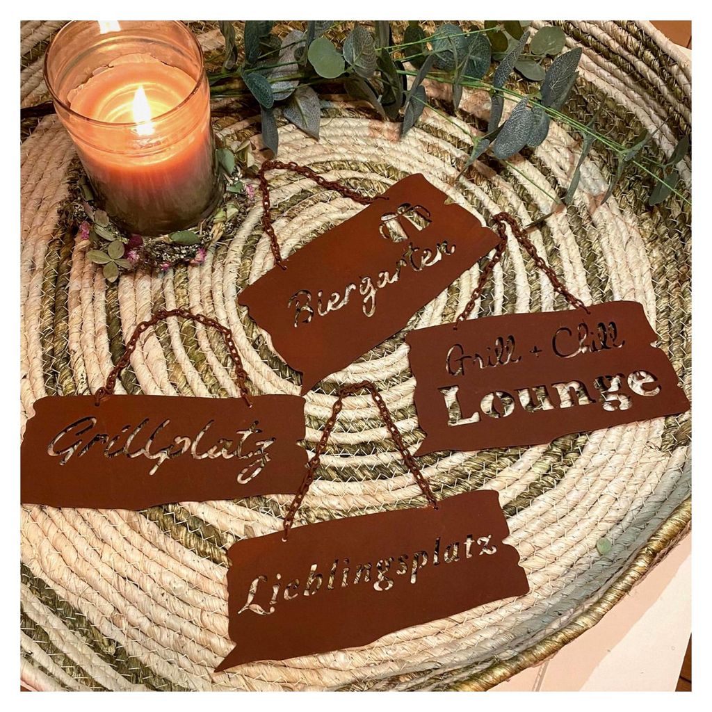 Garten Dekoration Rost Schilder zum Aufhängen 4 Motive im Set