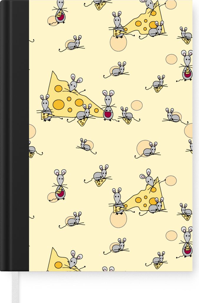 MuchoWow Notizbuch Tagebuch Haushaltsbuch Notebook A5 Käse - Tiere - Muster - Mäuse - Notizblock - Notizheft - Notebook - Schreibblock - Papier