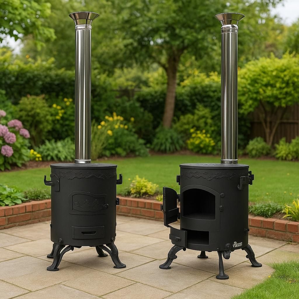 Kesselofen Kazbek-1 – Hochwertiger Utschak-Ofen für Kazan-Kessel 4 mm Stahl, 6–12 Liter, mit Rohr, Gulaschofen, Gartenofen, Feuerofen.