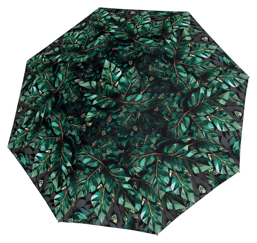 doppler Taschenregenschirm Regenschirm Fiber Magic Imperial Crystal Leaves grün
