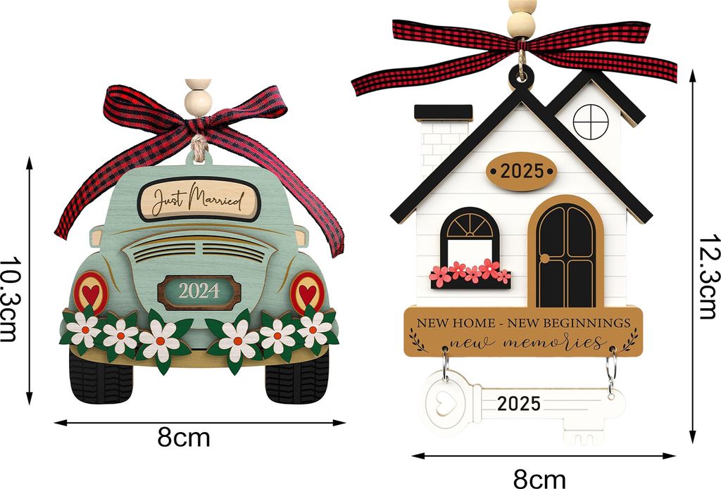 Hochzeitsgeschenke, erste Weihnachten, verheiratet, Holzdekoration, hängende Auto-/Hausdekoration, Geschenk für die frisch vermählte Braut