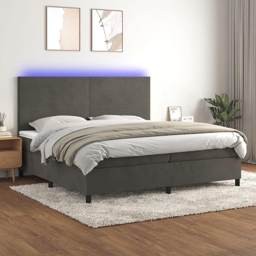 Maison Exclusive - Boxspringbett mit Matratze & LED Dunkelgrau 200x200 cm Samt