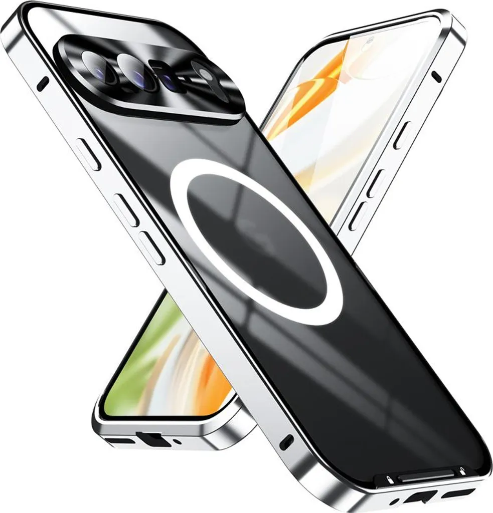 Custodia in metallo per Google Pixel 10 Pro XL traslucida opaca con bobina magnetica e protezione della fotocamera Argento