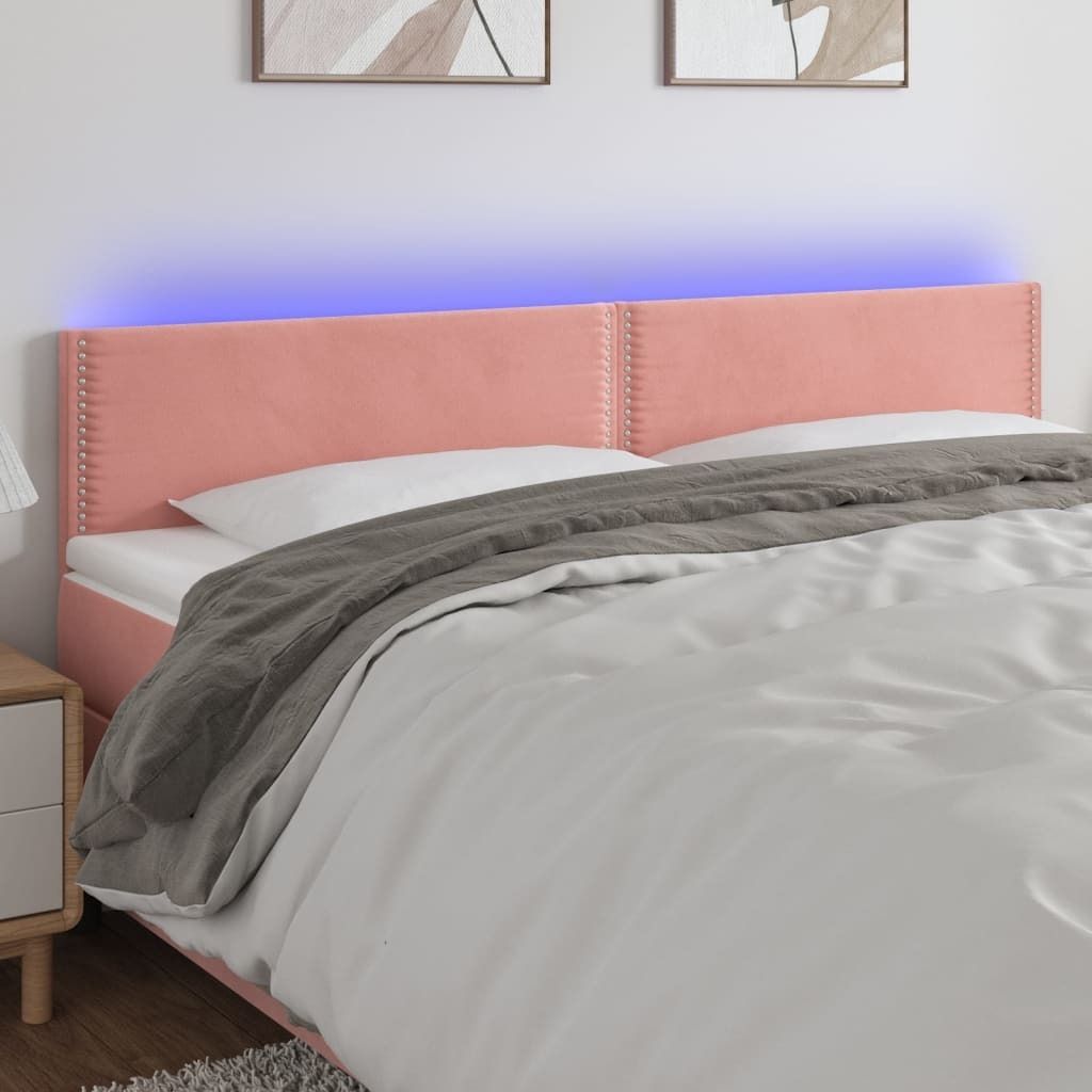 "2026 Promotion" LED Kopfteil - fürs Schlafzimmer - Rosa 180x5x78/88 cm Samt - Bettkopfteil CC5800