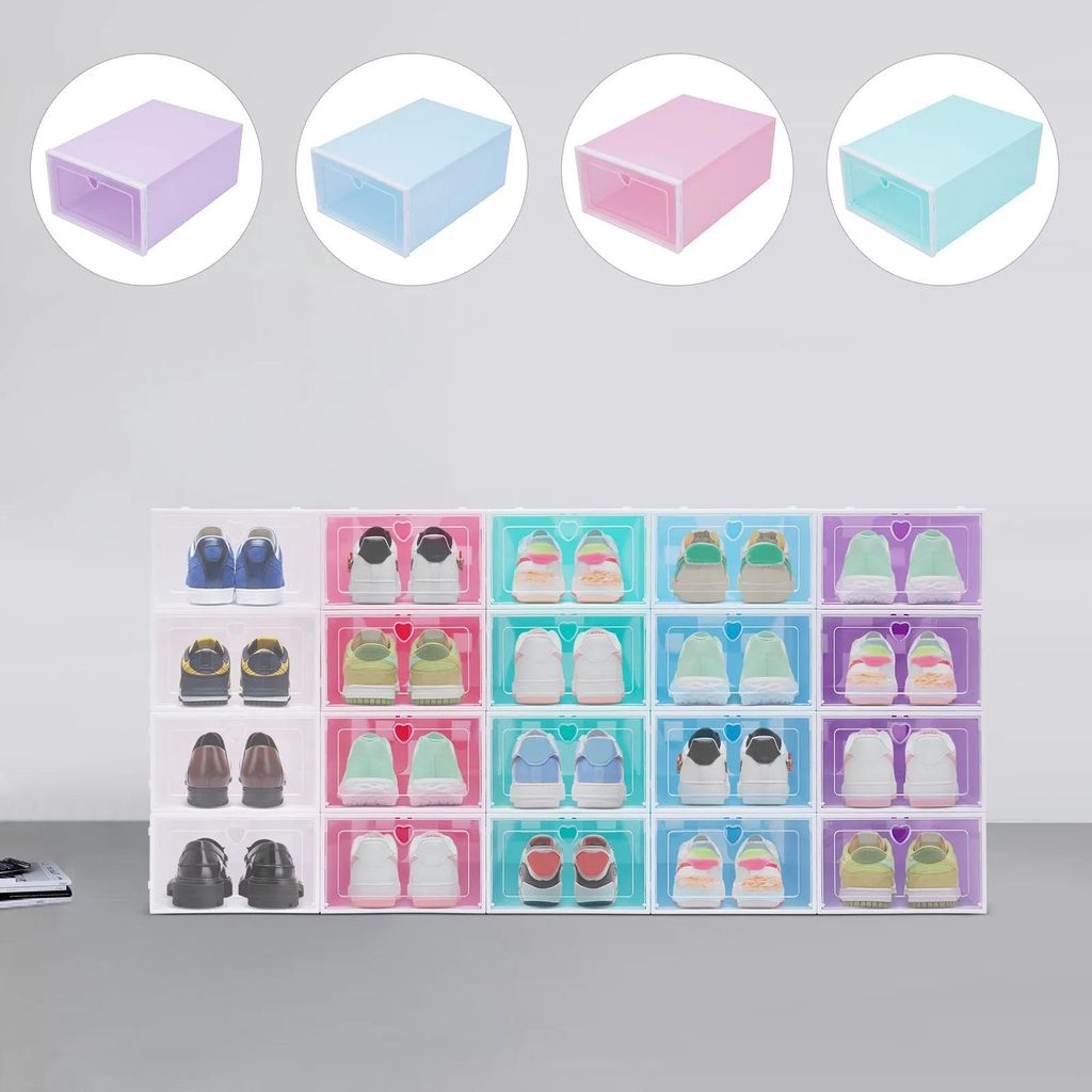 Schuhaufbewahrung - Faltbare stapelbare Schuhboxen 20er Set - Große Kapazität - ABS-Kunststoff - Multifunktionale Sortierbox
