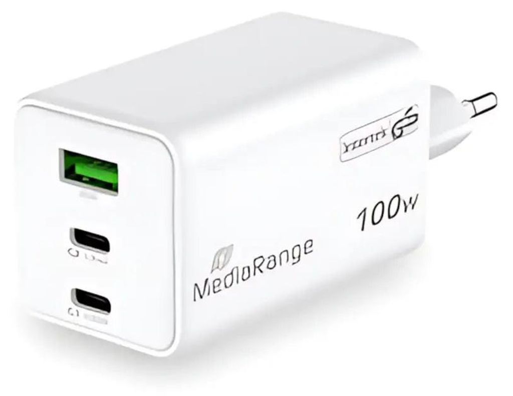 MediaRange Chargeur 100W 3 ports 2x USB-C et 1x USB-A, Image du produit 