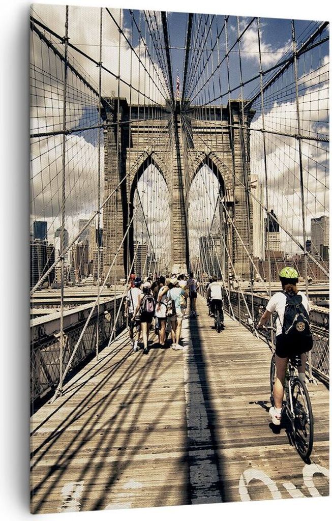Bild auf Leinwand - Leinwandbild - Einteilig - Amerika brooklyn brücke bau - 80x120cm - Wand Bild - Wanddeko - Wandbilder - Leinwanddruck - Wandde...