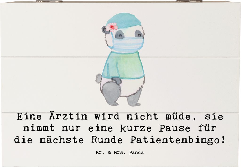 Mr. & Mrs. Panda truhe holz Ärztin Pause 22 x 15 cm - Weiß - Geschenk, fotobox, unermüdlich, harte Arbeit, Geschenke mit Herz, Leichtigkeit, Hol...