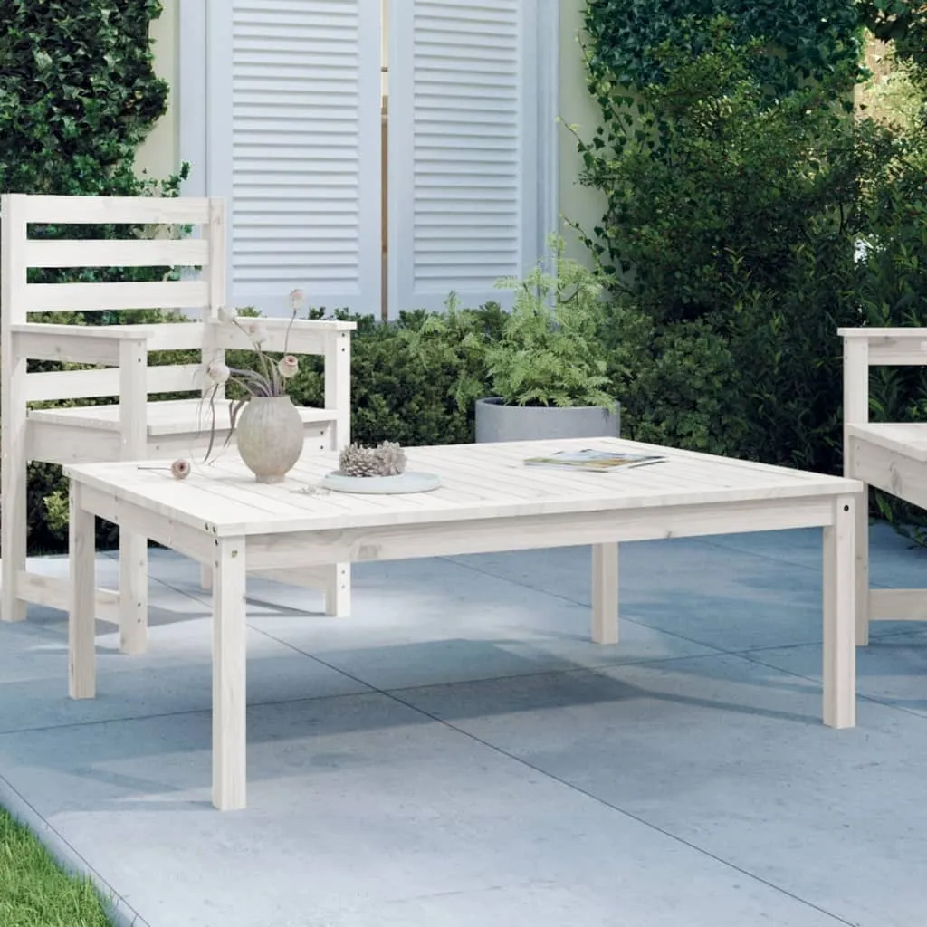 Tavolo da Giardino Bianco 121x82,5x45 cm in Legno di Pino Massiccio