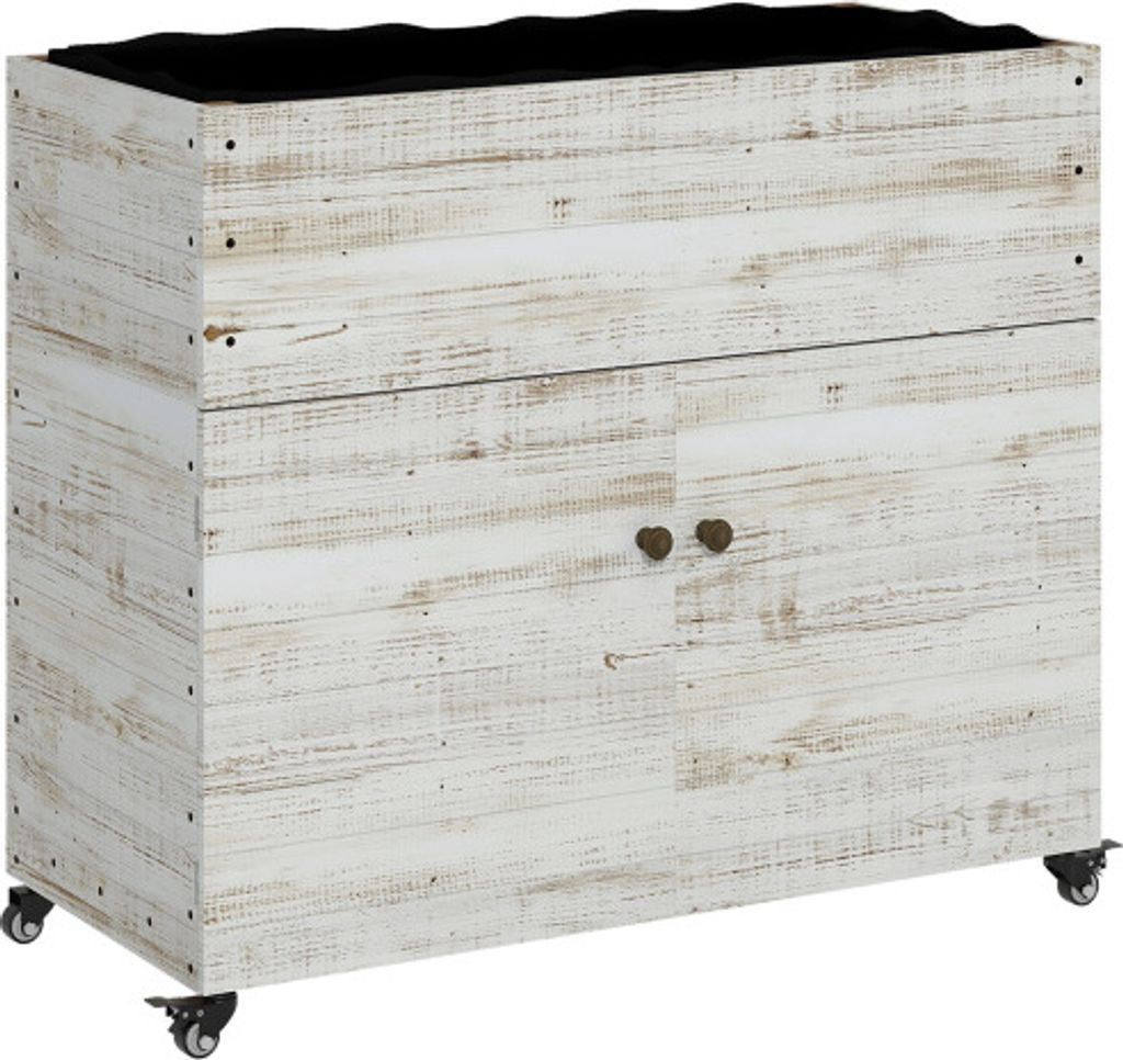 Hochbeet 110x50x95 cm Weiss Aus Holz Schrankfach Kraeuterbeet Pflanzkasten Mit Rollen Vliesstoff Garten Balkon