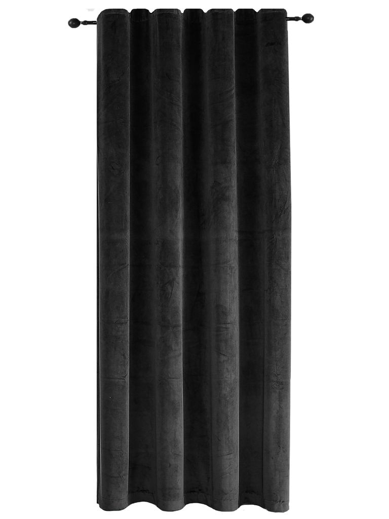 Verdunkelungsvorhang Samt weich 140 x 225 cm Schwarz Vorhang Kräuselband Gardine blickdicht U-Band abdunkelnd