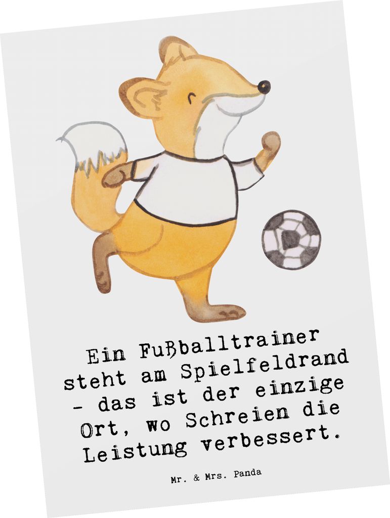 Mr. & Mrs. Panda Fotokarte Fußballtrainer Energie - Weiß - Geschenk, personalisierte Geschenke, Trainingsplanung, Beruf, Bedeutung des Trainers, ...