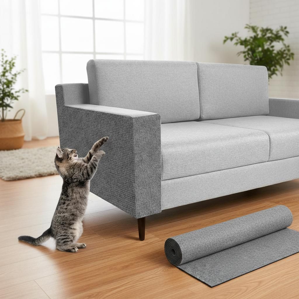OKWISH Kratzbäume Selbstklebend, Kratzschutz Katze, Kratzmatte für Katzen, Möbelschoner Katze selbstklebend, DIY Zuschneidbar Teppich 100x40, He...