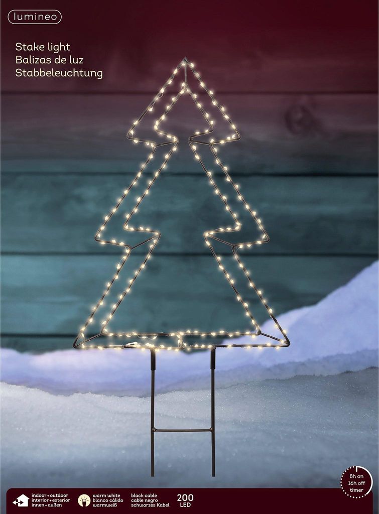 LED Gartenstecker Weihnachtsbaum Outdoor 40cm Metall Produktbild 