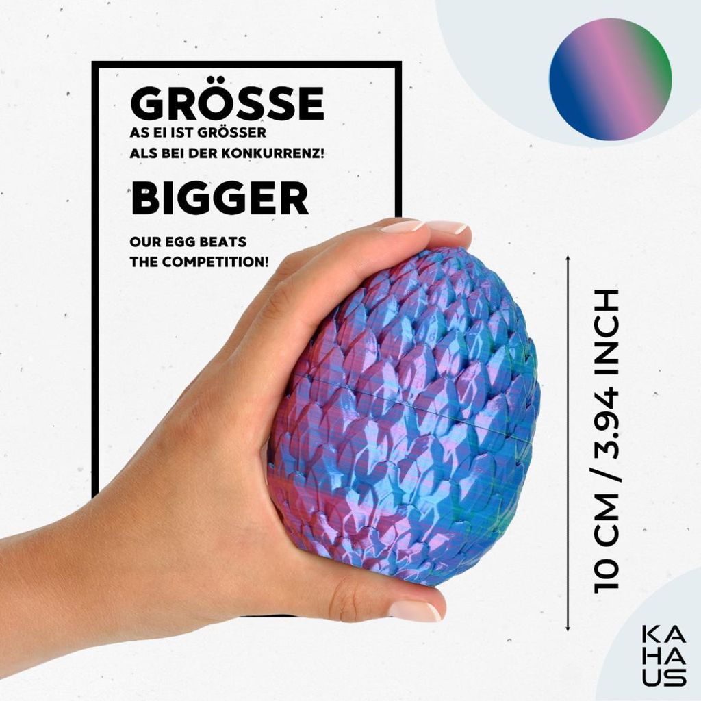 KAHAUS Serpent 3D dans Un œuf - Serpent de 27 cm dans œuf de 10 cm - Bleu, Vert-Violet - Figurine Surprise et Cadeau pour Les Enfants (Bleu-Vert-Violet