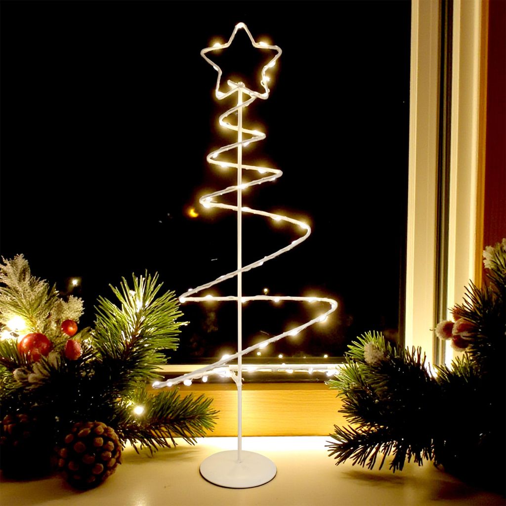 2.06 Deko LED Baum in weiß - ca. 53 cm - Leuchtbaum Batterie betrieben mit 46 LED