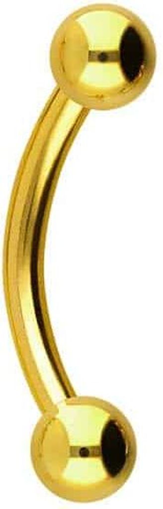 Bauchnabel-Piercing, Rook Piercing Chirurgenstahl Banane Gold Stablänge: 8mm + Stabstärke: 1,2mm + Kugelgröße: 3mm