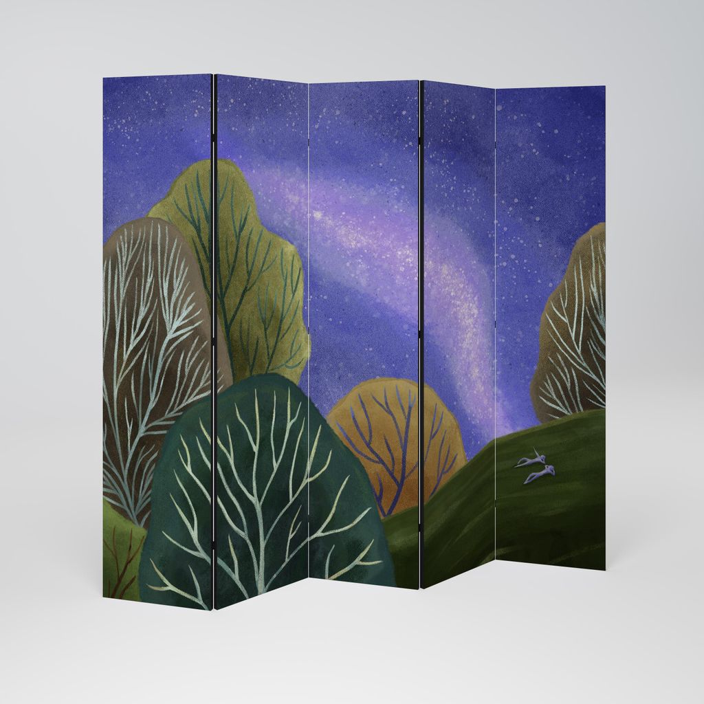 SpaceRebels Paravent Raumteiler - 5-teilig Raumtrenner, Druck 2-Seite - Raumtrenner - Trennwand Wohnung - Room Divider - Spanische Wand Deko Modern...
