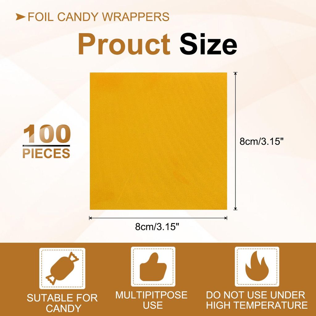 100 Stš¹ck Folie Papier Wrapper, 8x8cm Aluminiumfolie Bonbonpapier, Schokolade Verpackungen fš¹r Bonbonpapier Ostern, Sš¹?igkeiten und Pralin...