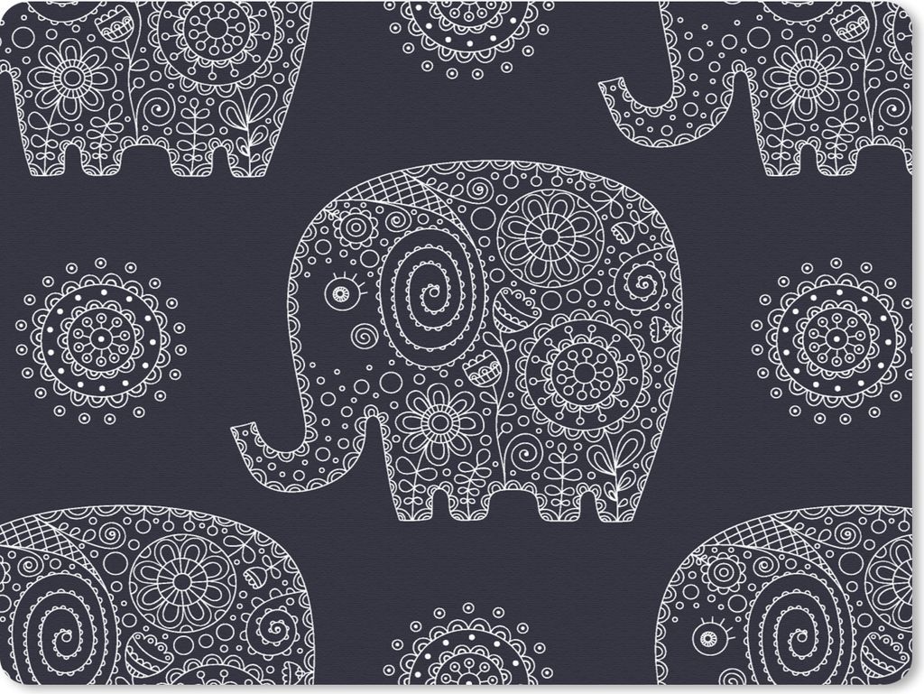 MuchoWow® Mauspad Mousepad Muster - Elefant - Blumen 40x30 Produktbild 