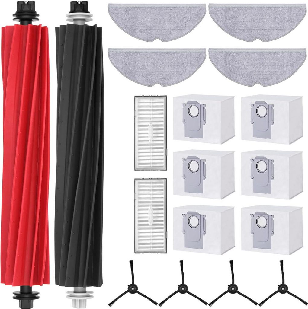 Zubehörset für Roborock S8 Pro Ultra, 6*Staubbeutel 1*Main Rollbürste 4*Seitenbürsten 2*Filter 4*Mopp Wischtücher