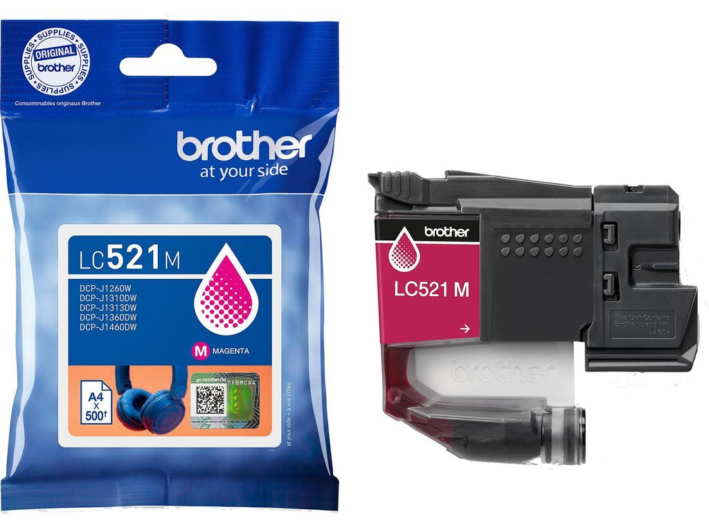 Brother LC521M, Magenta, 1 Stück(e), 500 Seiten, Produktbild 