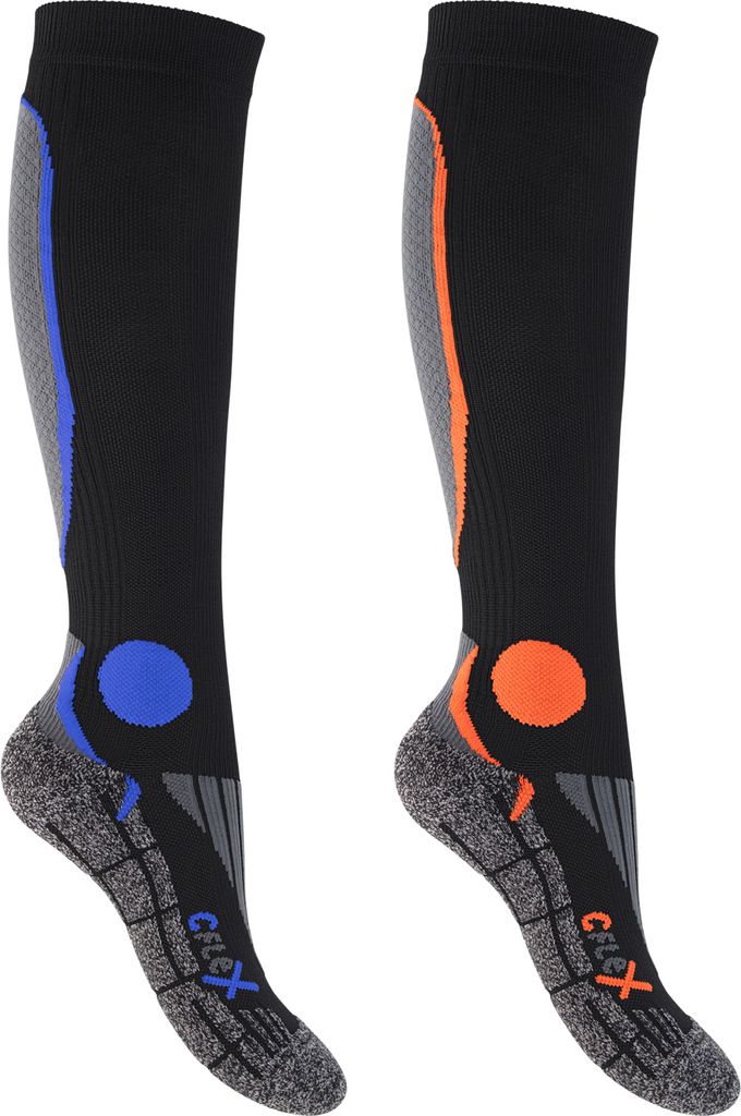 CFLEX Herren & Damen Running Kompressions Strümpfe (2 Paar), Sport Kniestrümpfe - Schwarz-Mix 39-42