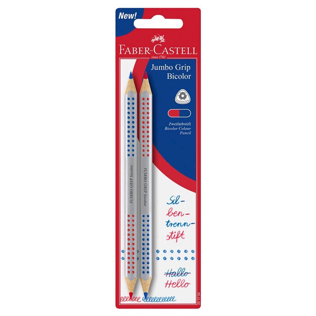 FABER-CASTELL Silbentrennstift Jumbo GRIP bicolor Blister 2 Stück auf Blisterkarte