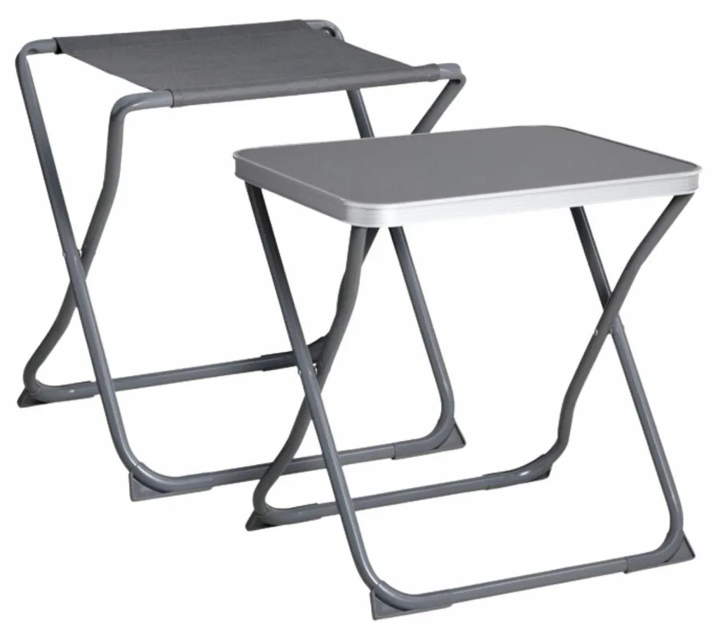 Table de Camping Légère et Portable Grise - Kit Complet avec Chaises