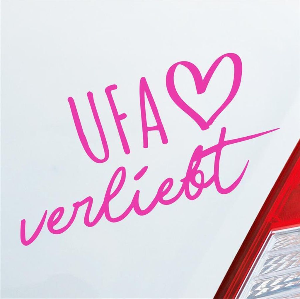 Auto Aufkleber UFA verliebt Herz Stadt Heimat Liebe Car 19x10 cm Pink Sticker Heckscheibenaufkleber