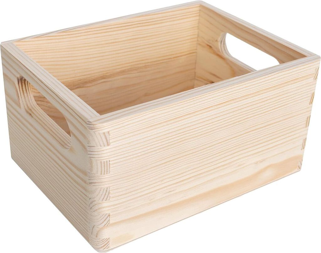 Creative Deco 3 x Holzkiste mit Griffen Obstkiste Korb |19,5 x 15 x 10 cm (+/-1cm) | Unlackierte Holzbox Für Dokumente Wertsachen Spielzeuge Werkz...