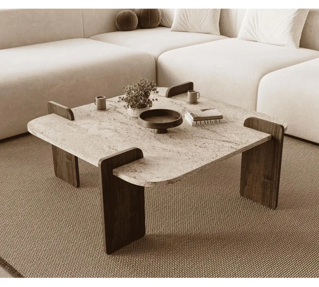 Table basse carrée sans angle pointu L90 cm pour salon sécurisé - 5