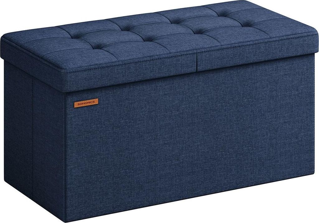 Bank mit Stauraum 38 x 76 x 38 cm, Mitternachtsblau