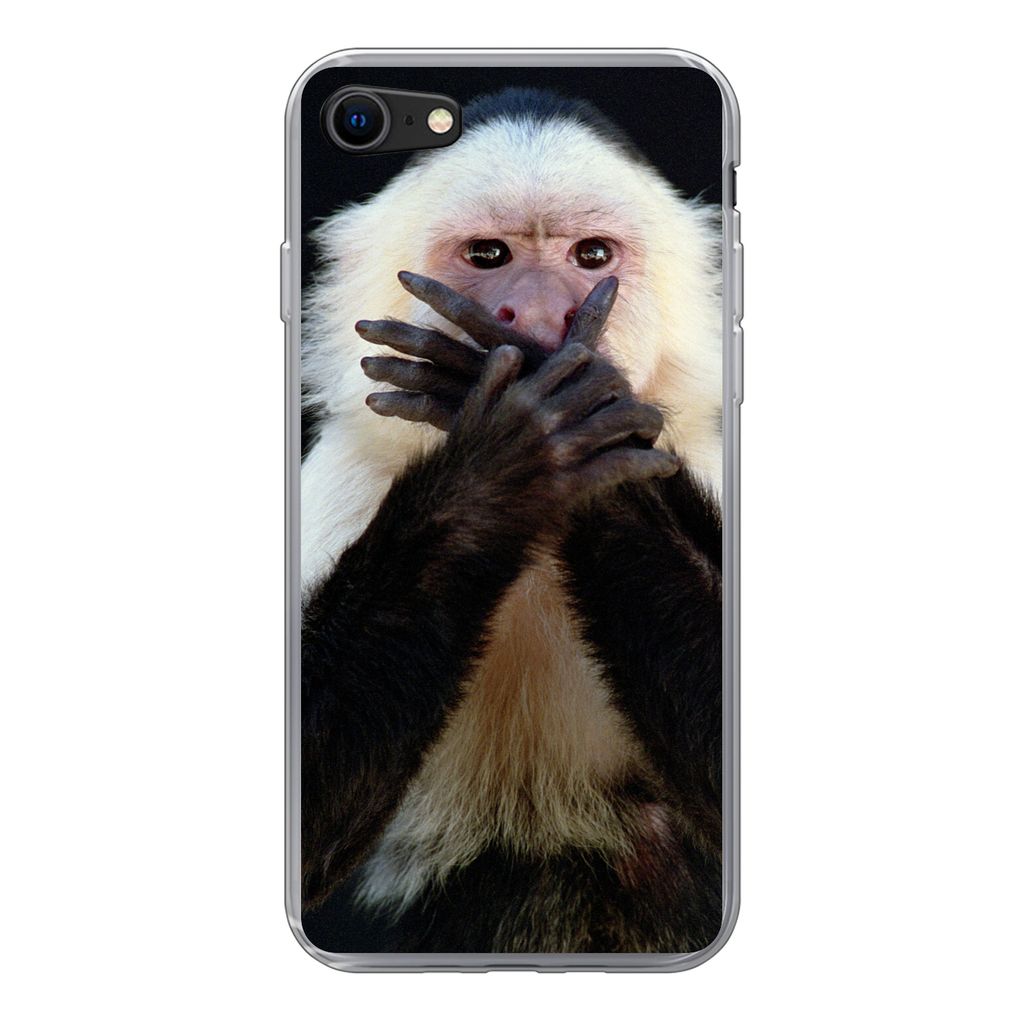MuchoWow Handyhülle Schutzhülle Hülle für iPhone SE 2020 Affe - Wilde Tiere - Porträt Silikon Softcase Handy Hülle - Kartenbesitzer