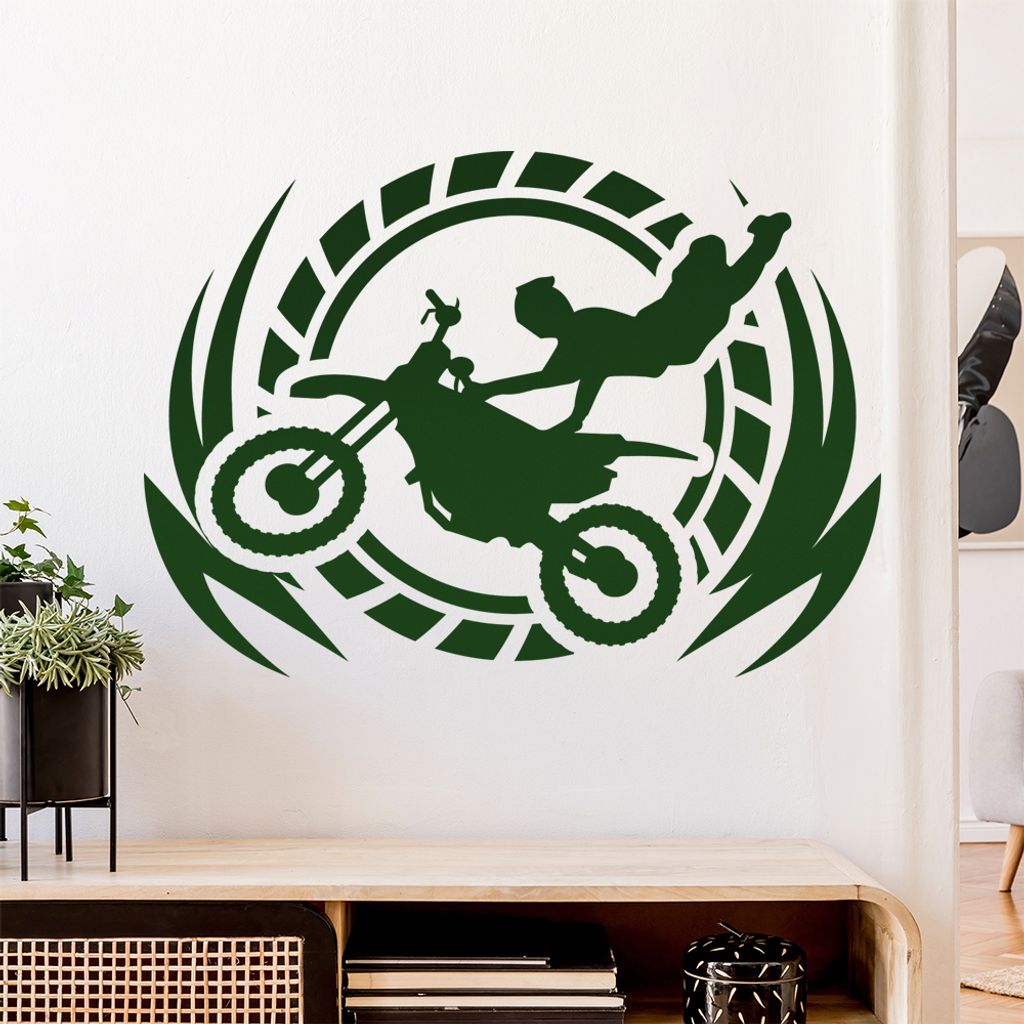 Motocross Stunt Wandtattoo Wandaufkleber Wall Sticker - Dekoration, Küche, Wohnzimmer, Schlafzimmer, Badezimmer