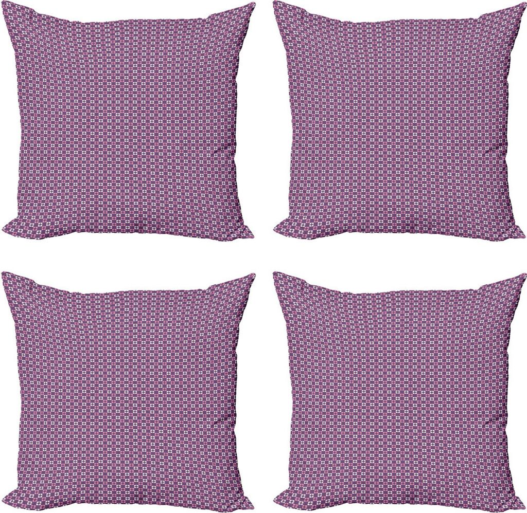 ABAKUHAUS Jahrgang Kissenbezug Set (4 Stück), Retro Squares, Moderner Doppelseitiger Digitaldruck, 45 cm x 45 cm, Lila Hellrosa