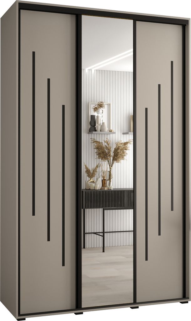 Kryspol Dakota 9 Schrank, drei Türen - 235,2x150x60cm - Kaschmir Schwarz
