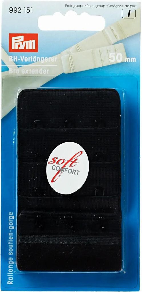 PRYM BH-Verlängerer „Soft Comfort“, 3 x 3 Haken, 50 mm, Produktbild 